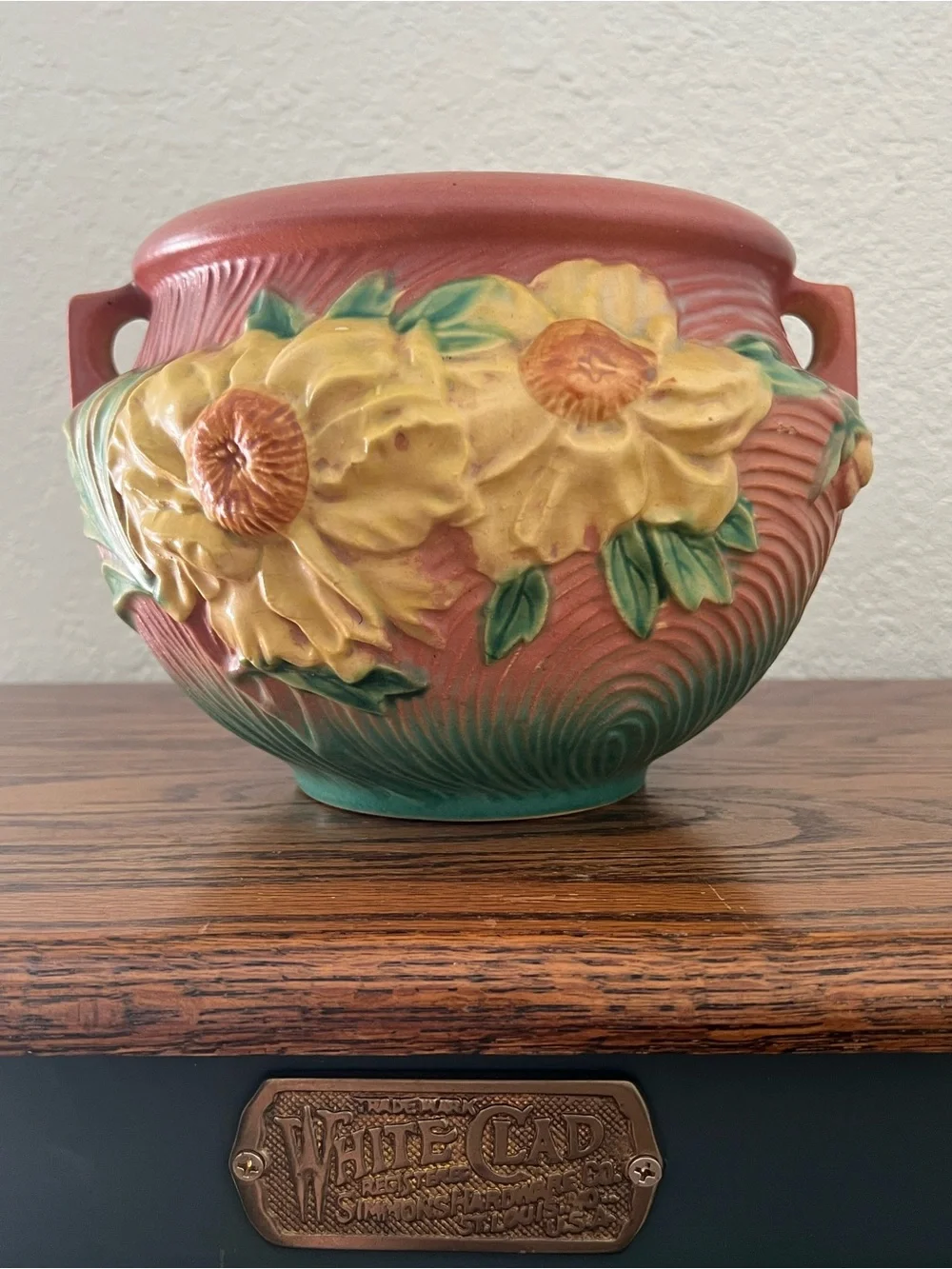Vintage Roseville Art Pottery Peony Jardiniere Vase #661-6 – Double Handled USA